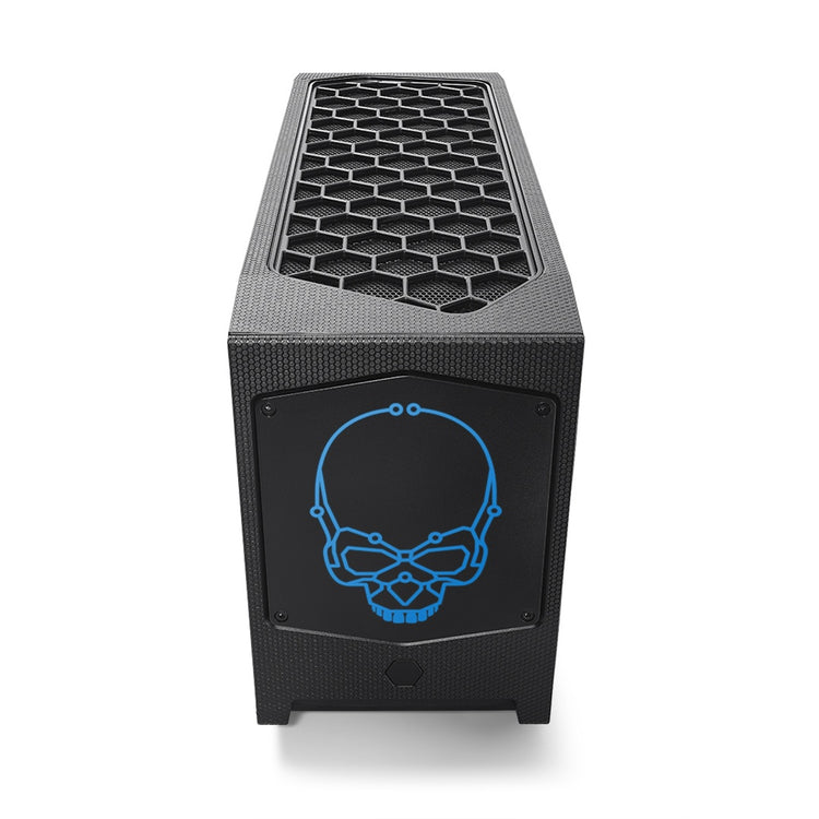 Intel NUC 12 Extreme Kit Desktop PC top front view with graphic