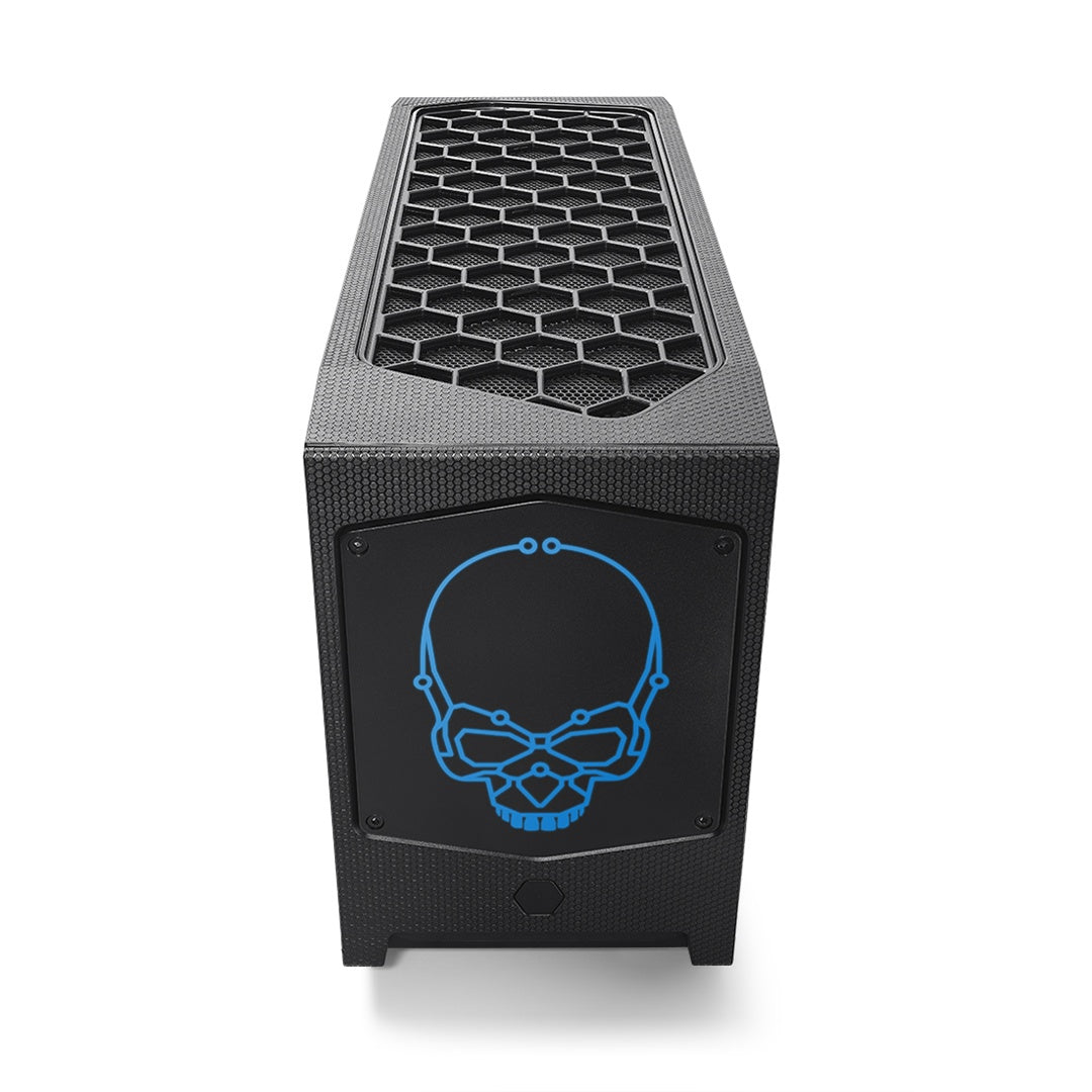 Intel NUC 12 Extreme Kit Desktop PC top front view with graphic